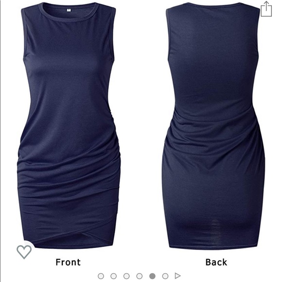 Casual Crew Neck Ruched Stretchy Bodycon Dress - Picture 2 of 4